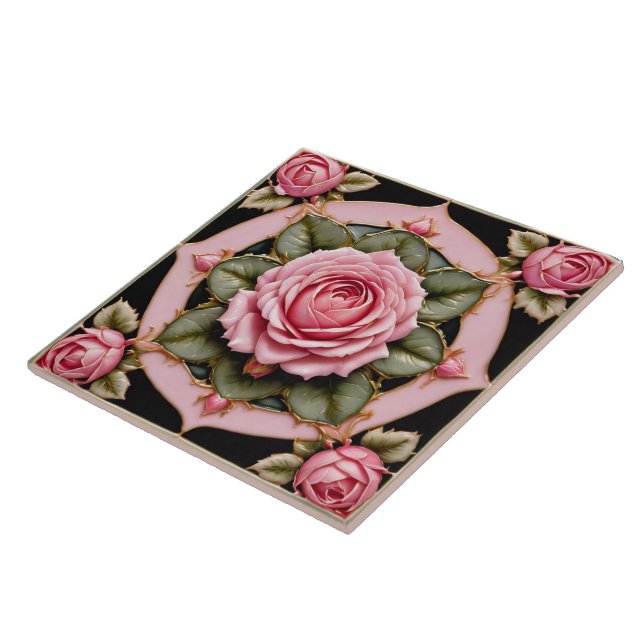 Pink Roses Beautiful Trendy Collection Tile (Side)