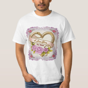 Pink Roses Bevel Heart  t-shirts