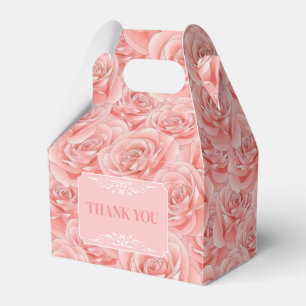 Pink Roses Blossom Floral Birthday Thank You Favour Box