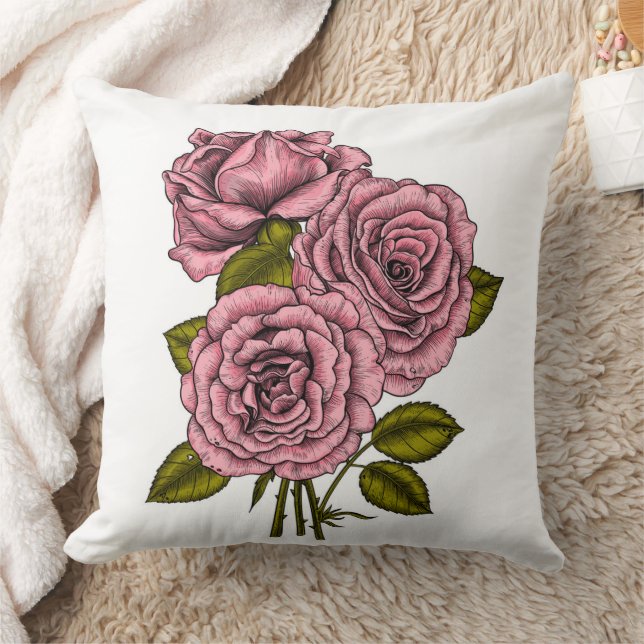 Pink roses bouquet cushion (Blanket)