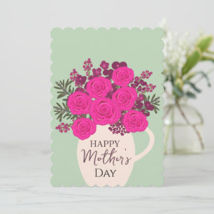 Pink Roses Bouquet – Elegant Mother’s Day Floral  Thank You Card