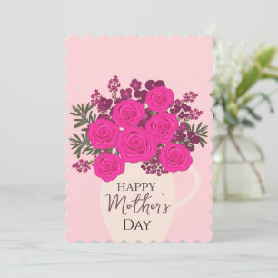 Pink Roses Bouquet – Elegant Mother’s Day Floral  Thank You Card