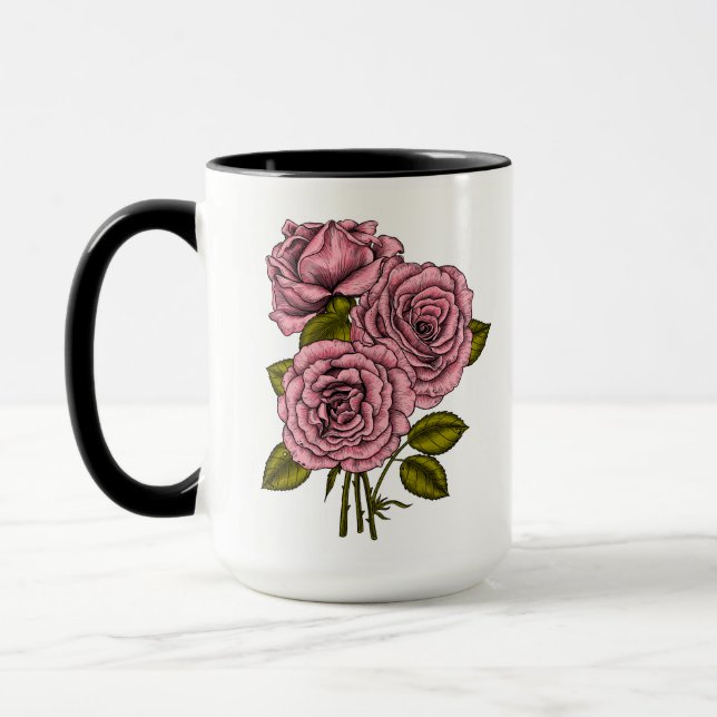 Pink roses bouquet mug (Left)