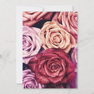 Pink Roses Bouquet Photo Invitation