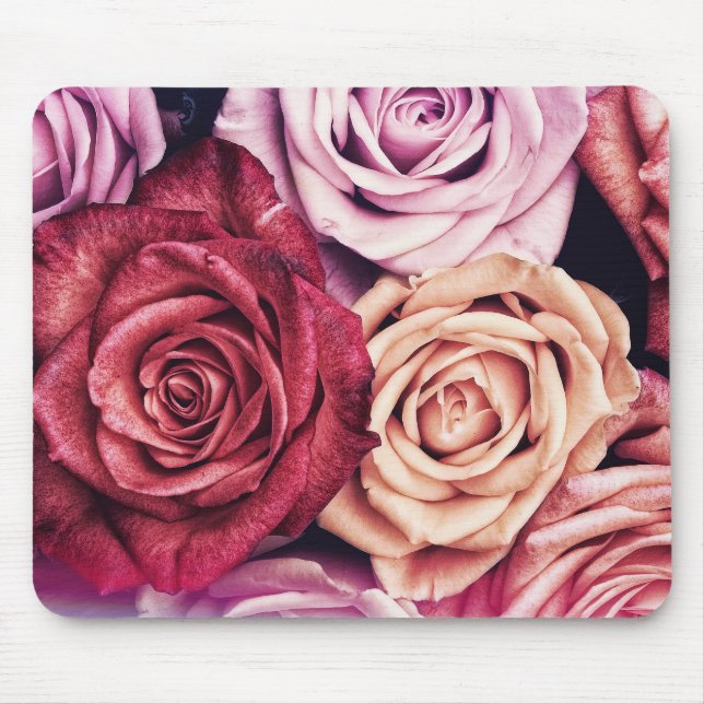 Pink Roses Bouquet Photo Mouse Pad (Front)
