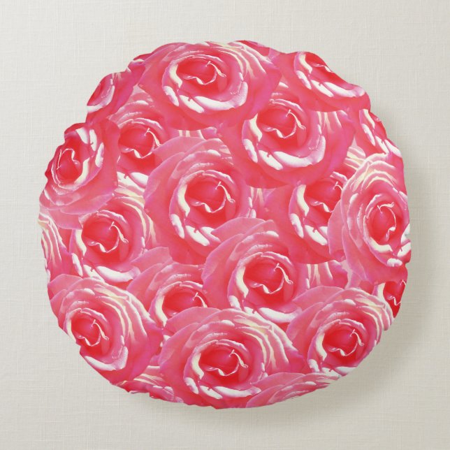 Pink Roses, Bouquet, Photo Round throw cushion (Front)