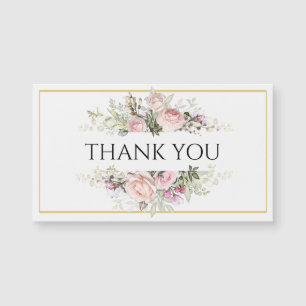 Pink Roses Bouquet with Elegant Script Thank you