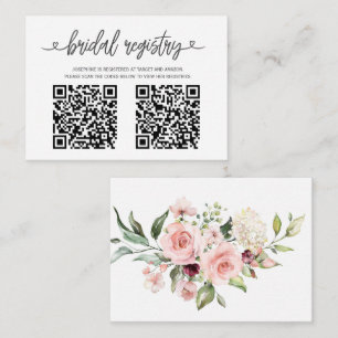Pink Roses bridal shower registry with QR code Enclosure Card