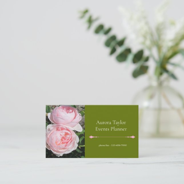 Pink Roses Business Card (Standing Front)