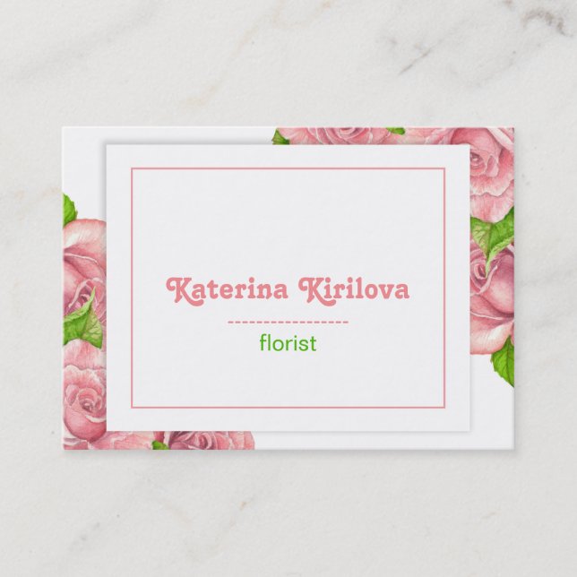 Pink roses business card (Front)