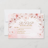 Pink Roses Butterfly Quinceañera Crown Rsvp Card