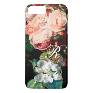 PINK ROSES,BUTTERFLY,WHITE FLOWER FLORAL MONOGRAM Case-Mate iPhone CASE