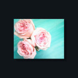 Pink Roses Canvas Print<br><div class="desc">Pink roses on teal</div>