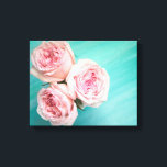 Pink Roses Canvas Print<br><div class="desc">Pink roses on teal</div>