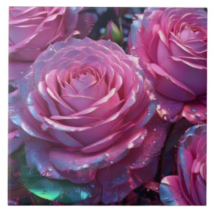 Pink roses Ceramic Tile