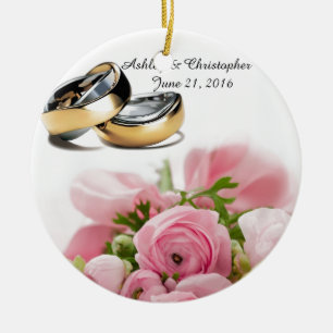 Pink roses ceramic tree decoration