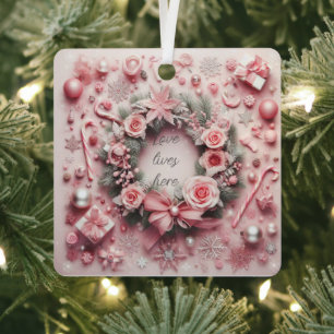 Pink Roses Christmas Daughter Ornament
