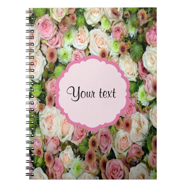 Pink  Roses & Chrysanthemums Spiral Notebook (Front)
