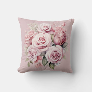 Pink Roses Classic Floral Cushion