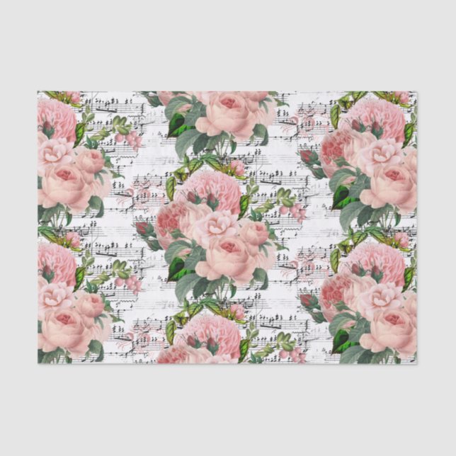Pink Roses Collage Tissue Paper (Front)