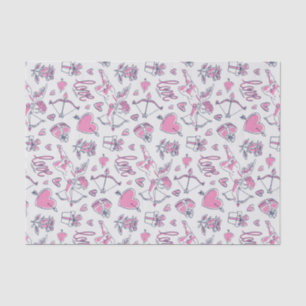 Pink Roses Cupid Love Heart Pattern Valentines Day Tissue Paper