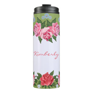 Pink Roses Custom Thermal Tumbler
