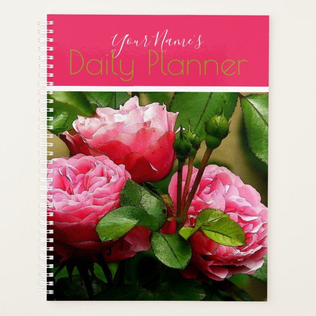 Pink Roses Daily Planner- HAMbWG Planner (Front)