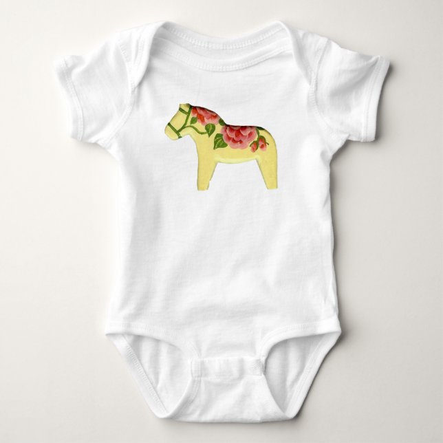 Pink Roses Dala Horse Infant Creeper (Front)