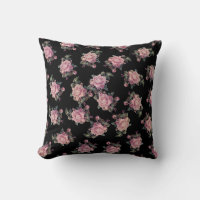 Pink Roses Dark Floral Pattern Shabby Chic