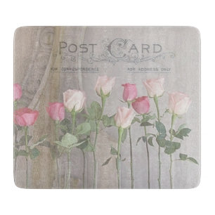 Pink Roses Decorative Glass Cutting Board