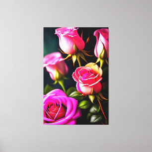 Pink Roses Digital Artwork-48345 Canvas Print