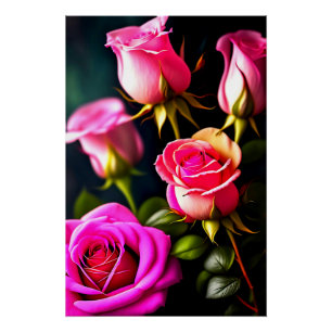 Pink Roses Digital Artwork-48345 Poster
