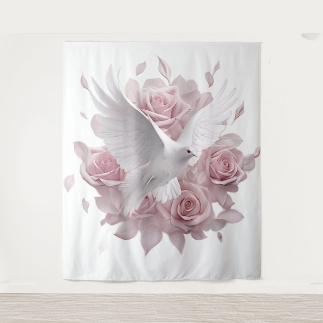 Pink Roses + Dove Tapestry (Front)