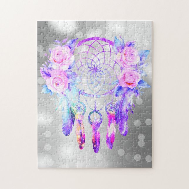 Pink Roses Dreamcatcher Floral Dreams Jigsaw Puzzle (Vertical)