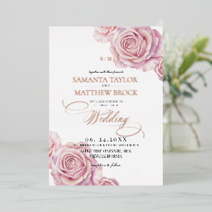 Pink Roses & Dusty Rose Gold Flowers Wedding