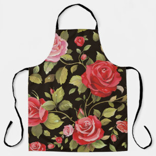 Pink roses: elegant floral pattern. apron