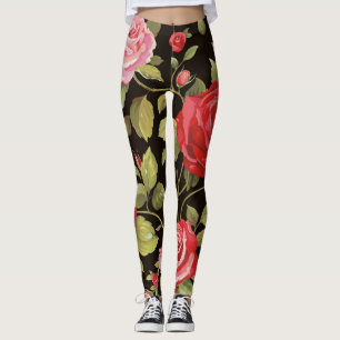 Pink roses: elegant floral pattern. leggings