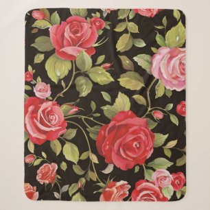 Pink roses: elegant floral pattern. sherpa blanket
