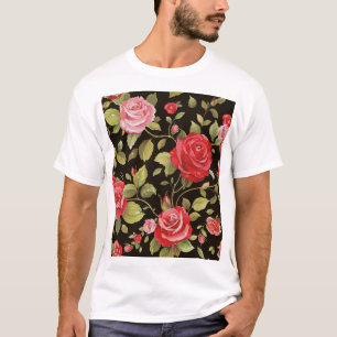 Pink roses: elegant floral pattern. T-Shirt