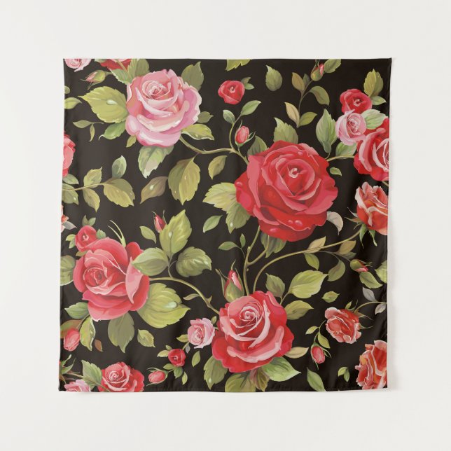 Pink roses: elegant floral pattern. tapestry (Front)
