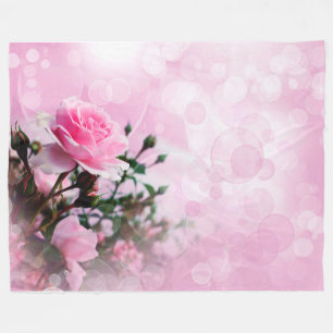Pink Roses Fleece Blanket
