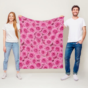 Pink Roses Fleece Blanket