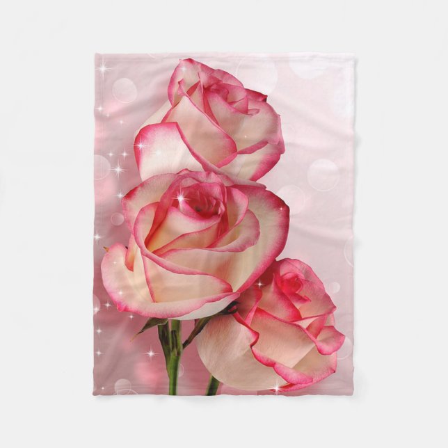 Pink Roses Fleece Blanket (Front)