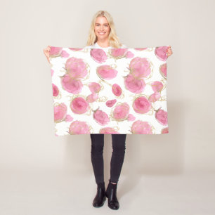 Pink roses fleece blanket