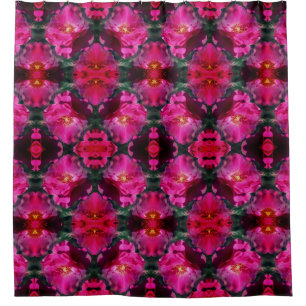 Pink Roses Floral Abstract Pattern Shower Curtain