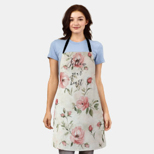 Pink Roses Floral Apron