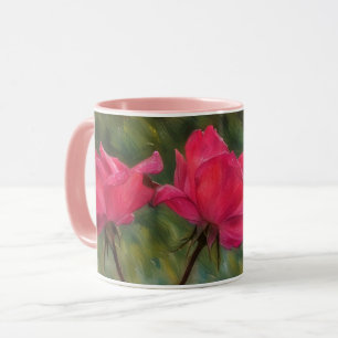 Pink Roses Floral Art Flower Mug Cup