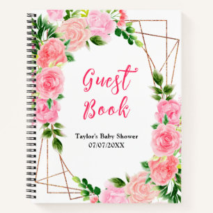 Pink Roses Floral Baby Shower Guest Book