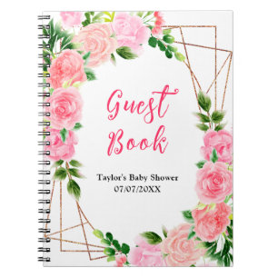 Pink Roses Floral Baby Shower Guest Book