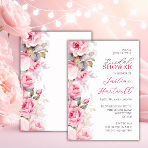 Pink Roses Floral Bridal Shower ~ Invitation